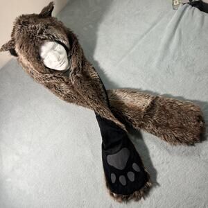 Y2k 2000s Wolf Paws Beanie Hat Furry SpiritHoods Style Arctic Fox Spirit Hood
